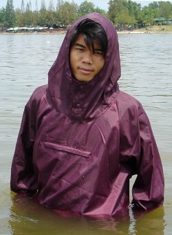 wet anorak swim test in lake